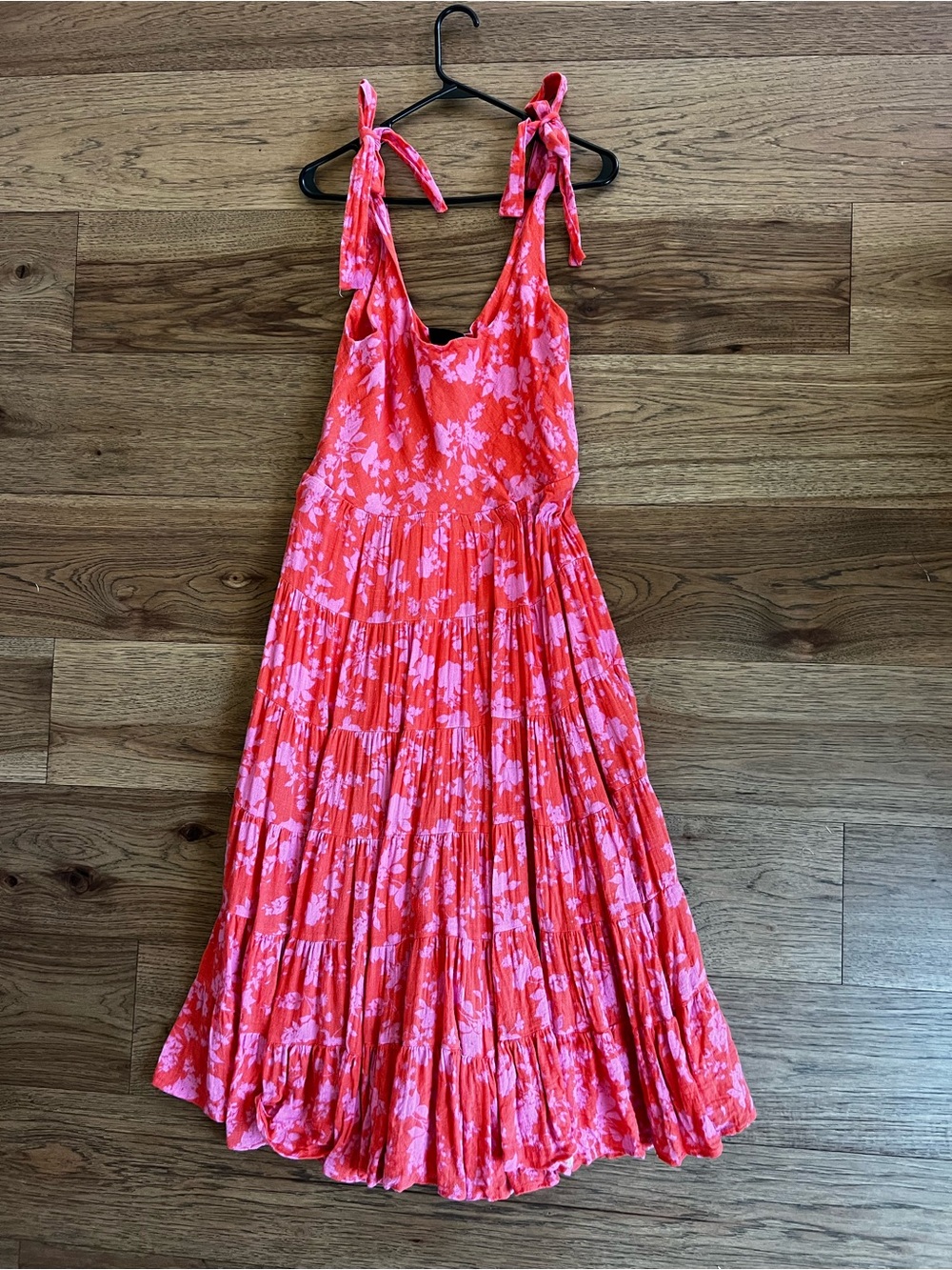 Vici Pink and orange Floral Tie-Shoulder cotton Midi Dress size Medium - Picture 3 of 9
